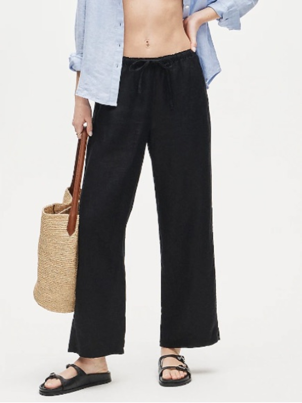 J crew black Soleil pant in linen